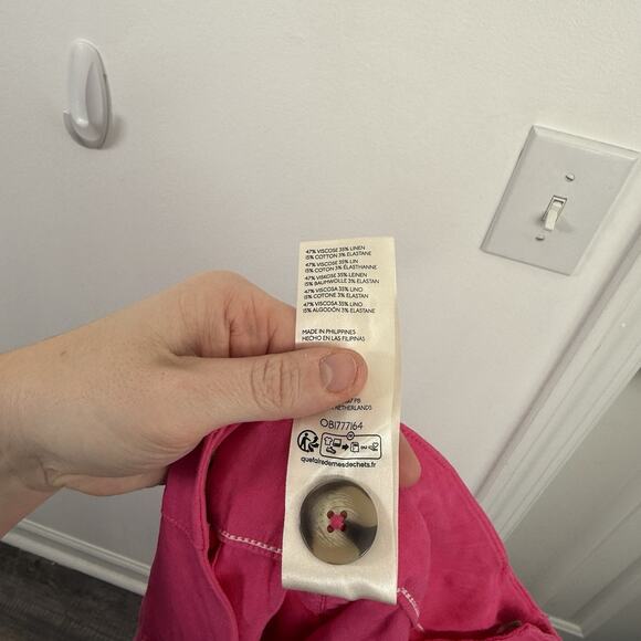 Maeve Anthropologie The Colette Crop Wide Leg Pants Pink Linen Blend Womens 30 - Picture 8 of 8